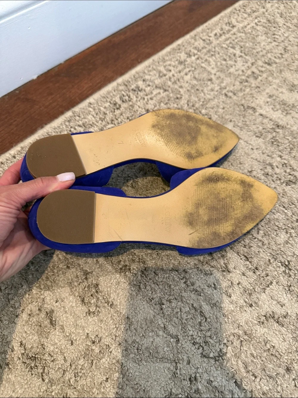 J. Crew Suede Pointed Tassel D'Orsay Flats in Cobalt Blue